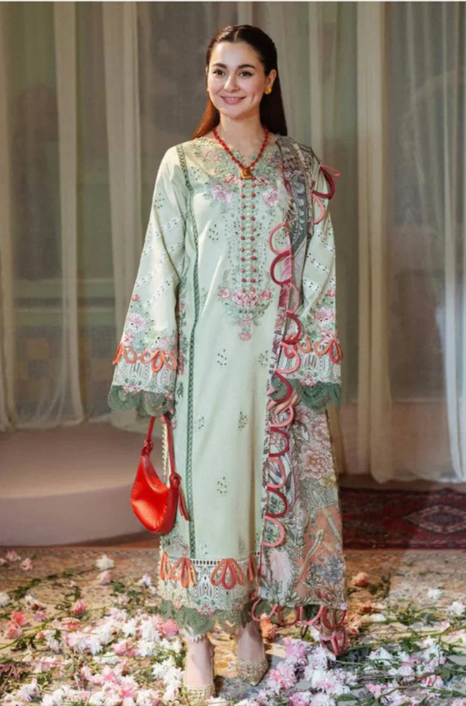 Lawn-3PC Embroidered Shirt with Digital Printed Jacquard Dupatta-1428