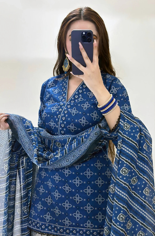 KHADDAR-3PC WITH KHADDAR PRINTED SHIRT & TROUSER-932