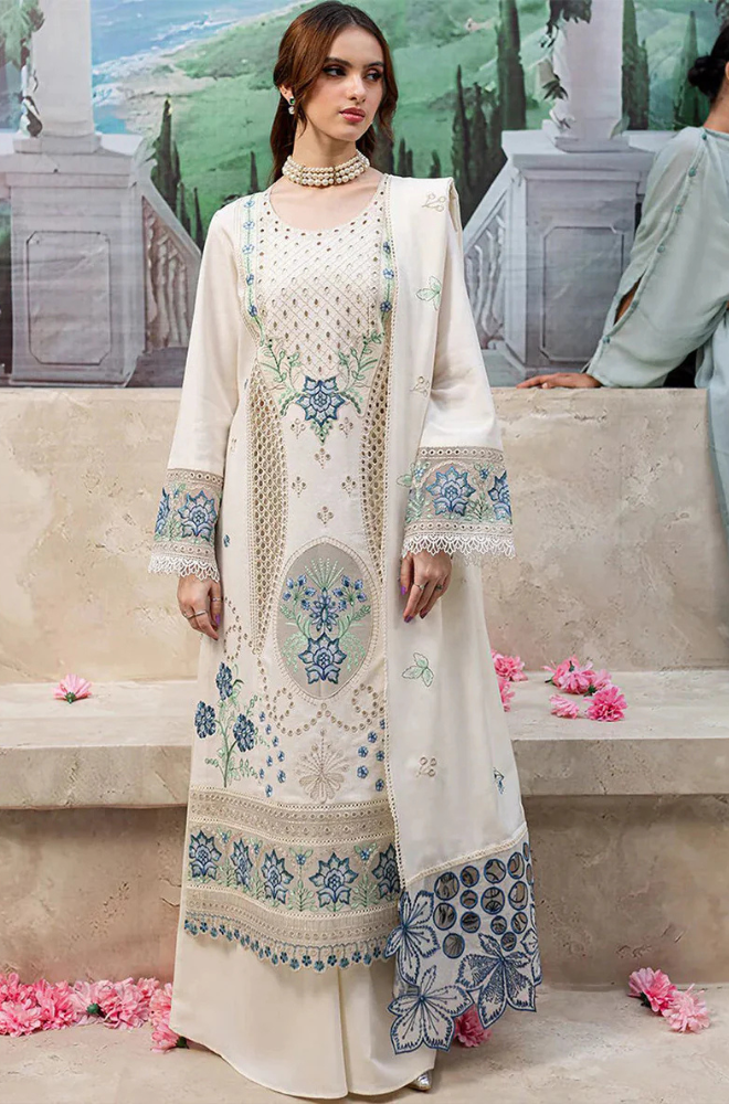 Lawn-3PC Embroidered Shirt with Organza Embroidered Dupatta-1177