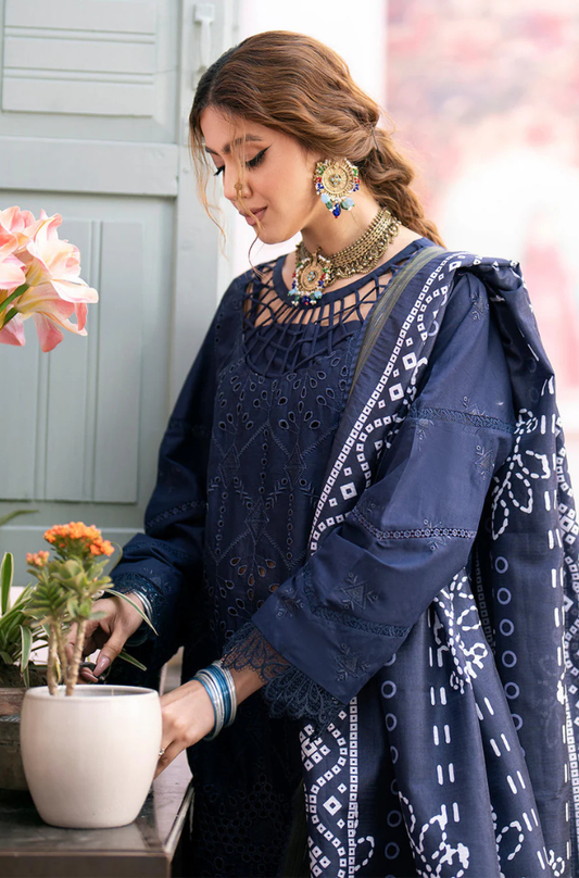 3PC Chikankari Dhanak Embroidered With Digital Printed Wool Shawl-118