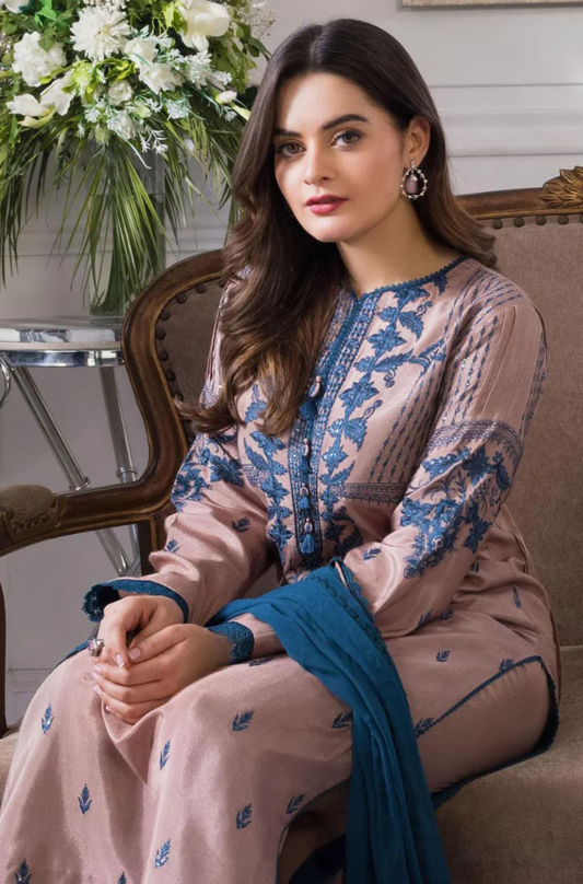 Dhanak 3PC Embroidered Shirt with Chiffon Dupatta-142