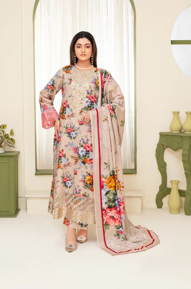 CREATION KHADDAR 3PC WITH KHADDAR PRINTED SHIRT & TROUSER-913