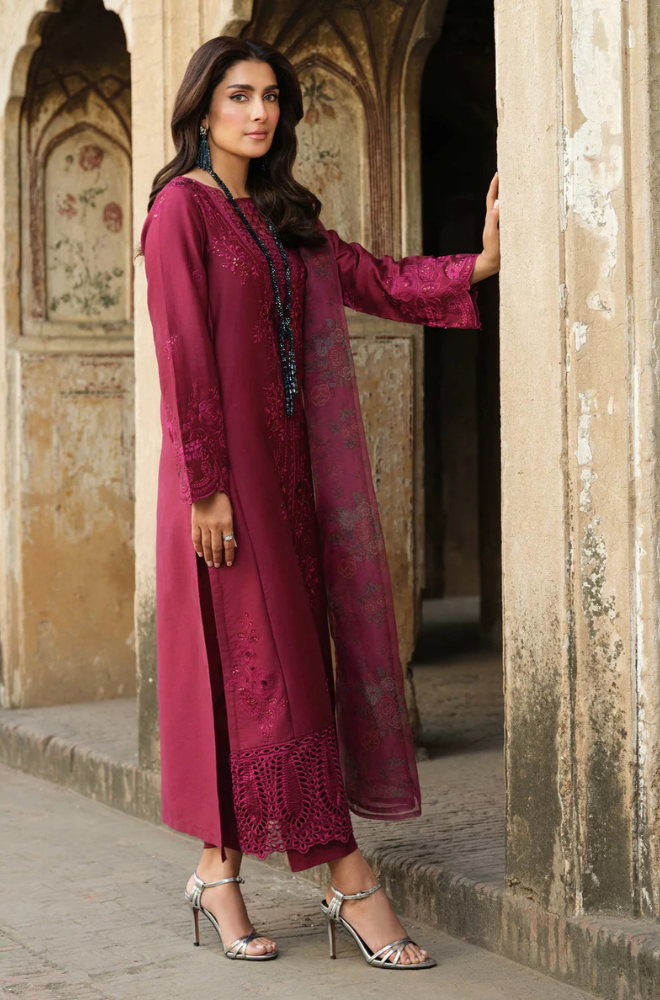 Lawn-3PC Embroidered Shirt with Organza Digital Printed Dupatta-1412