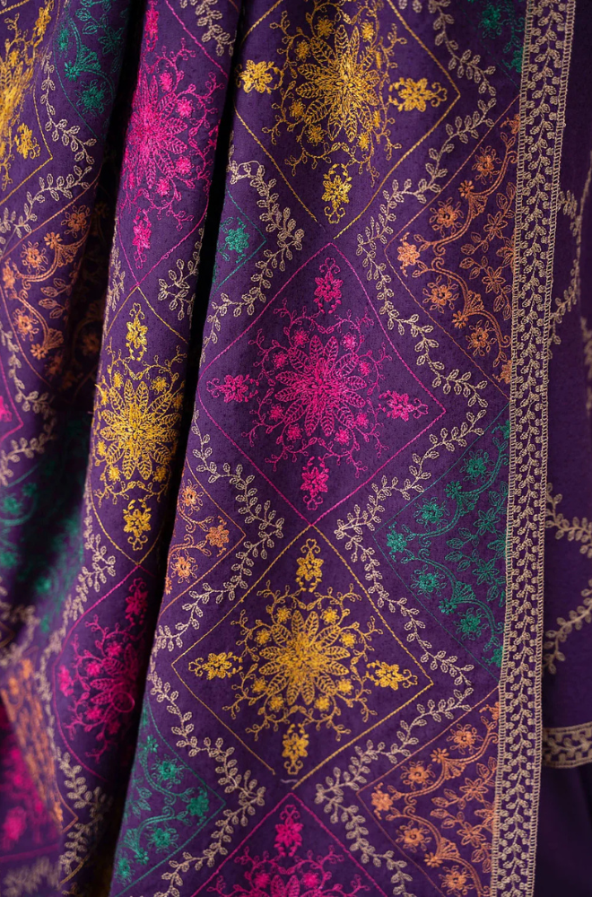 3PC DHANAK EMBROIDERED WITH DHANAK EMBROIDERED SHAWL-102