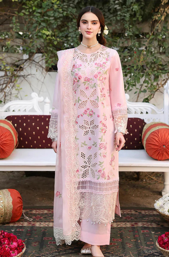 Lawn-3PC Embroidered Shirt with Organza Embroidered Dupatta- 1367
