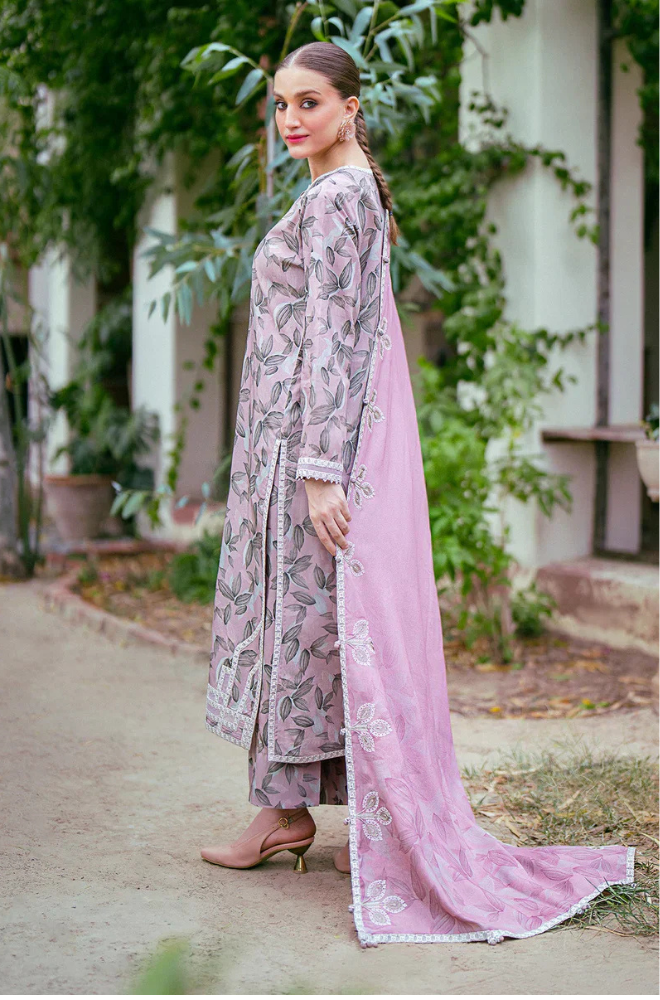 3PC-Printed Lawn Zarri Shirt With Voile Printed Dupatta-1522