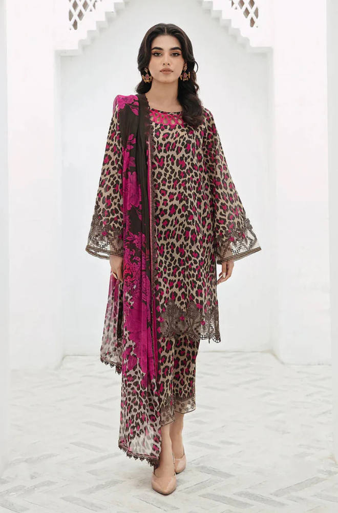 BAROQUE 3PC KARANDI PRINTED SHIRT WITH KARANDI PRINTED DUAPTTA AND TROUSER-1701