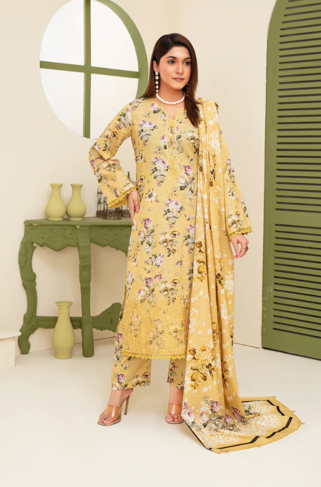 CREATION KHADDAR 3PC WITH KHADDAR PRINTED SHIRT & TROUSER-912