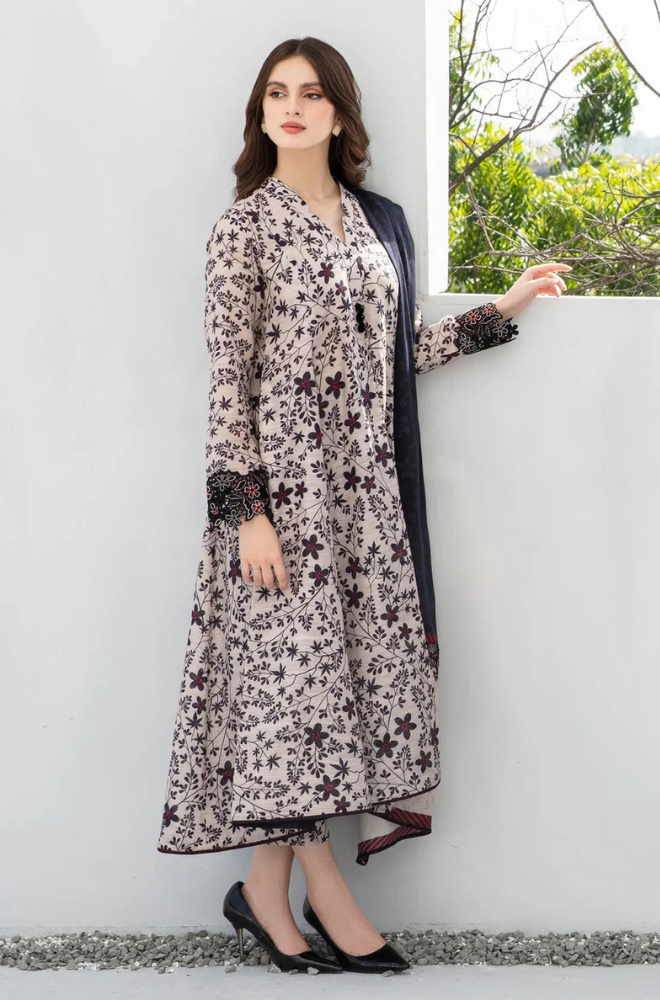 BAROQUE 3PC KARANDI PRINTED SHIRT WITH KARANDI PRINTED DUAPTTA AND TROUSER-802