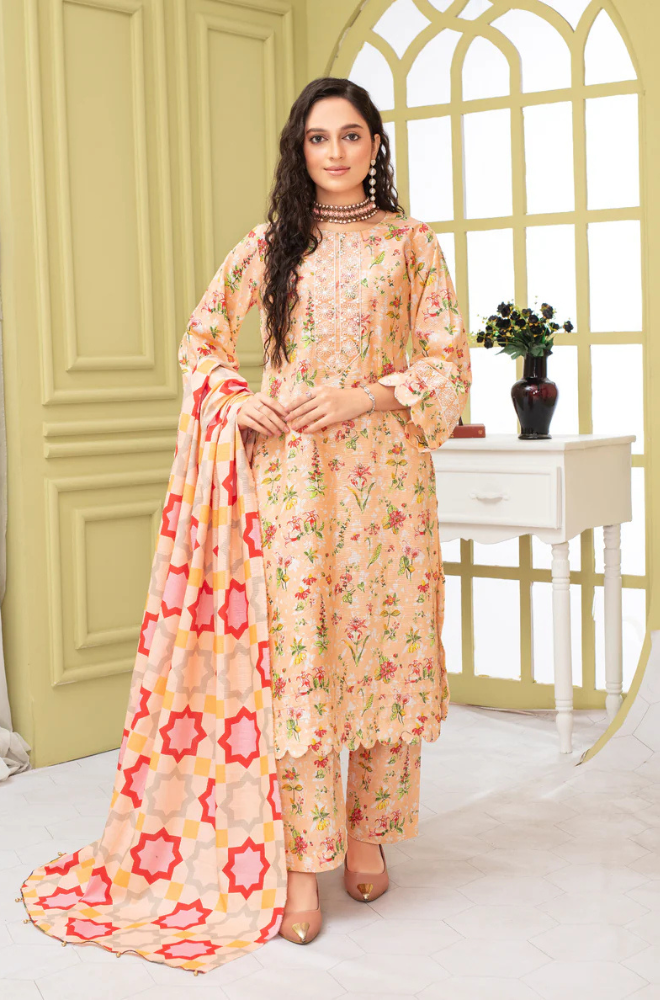 CREATION KHADDAR 3PC WITH KHADDAR PRINTED SHIRT & TROUSER-904
