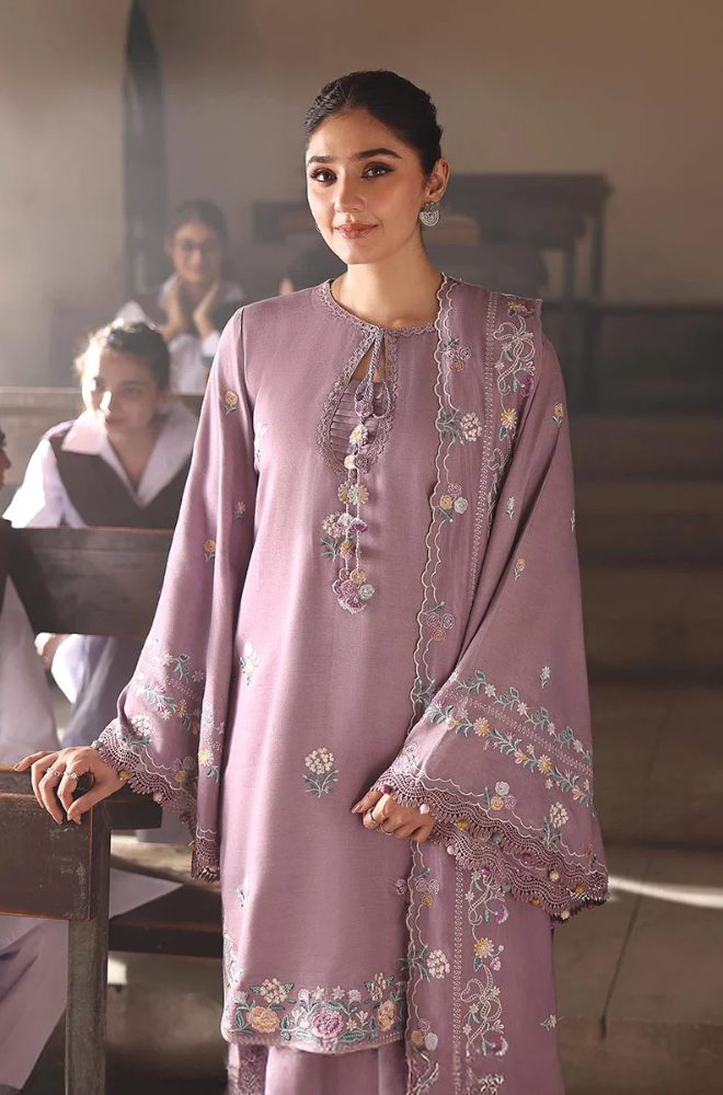 Dhanak-3PC Embroidered Shirt with Chiffon Embroidered Dupatta - 3557