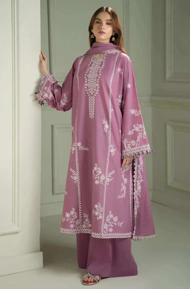 Dhanak 3PC Embroidered Shirt with Chiffon Embroidered Dupatta-3518