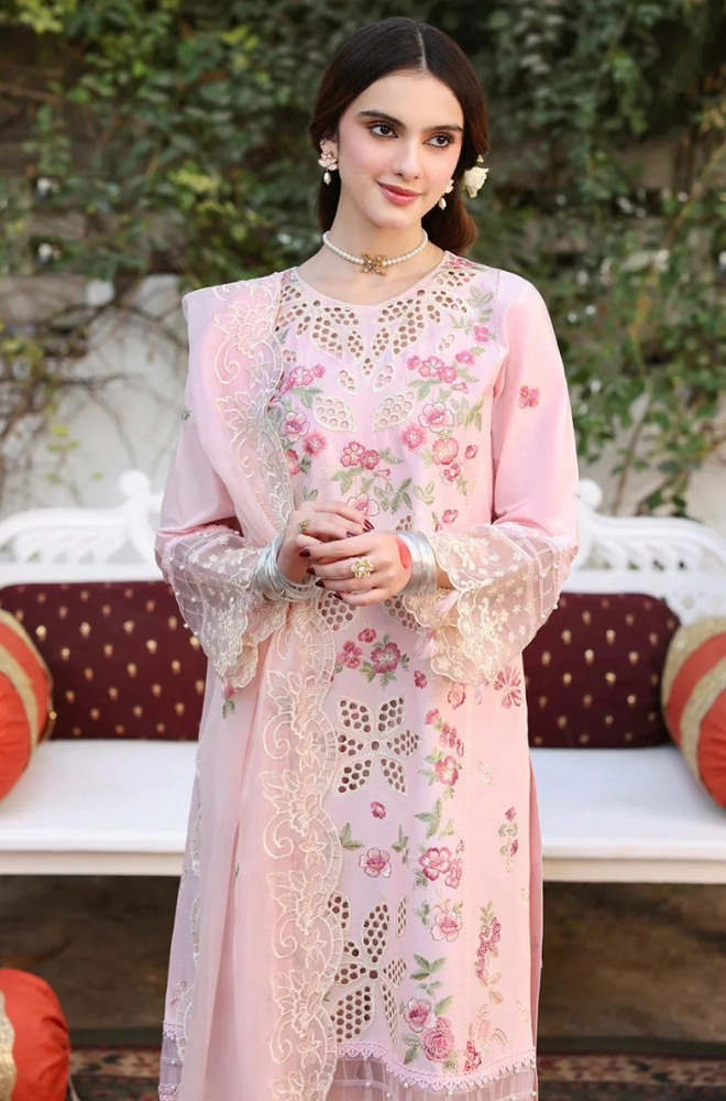 Lawn-3PC Embroidered Shirt with Organza Embroidered Dupatta- 1367