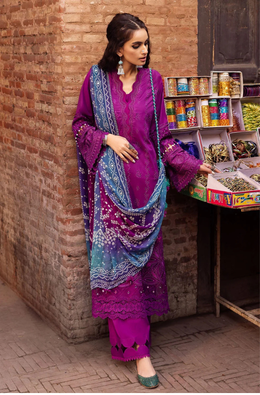 Lawn-3PC Embroidered Shirt with Digital Printed Jacquard Dupatta-1205