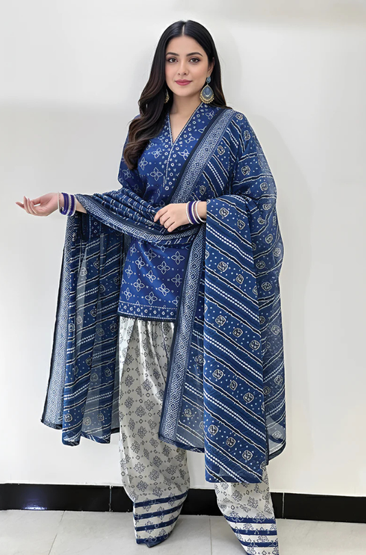 KHADDAR-3PC WITH KHADDAR PRINTED SHIRT & TROUSER-932