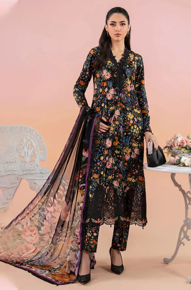 Karandi-3PC Embroidered Shirt with Karandi Printed Dupatta -3434