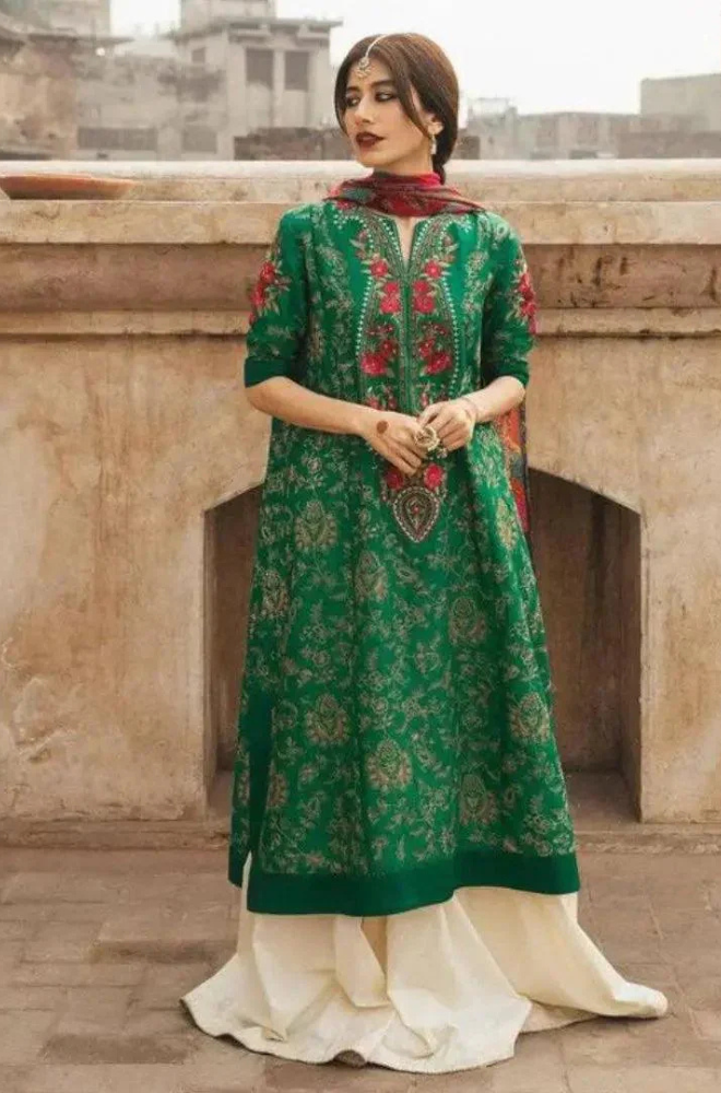 3PC Embroidered With Digital Printed Wool Shawl-216