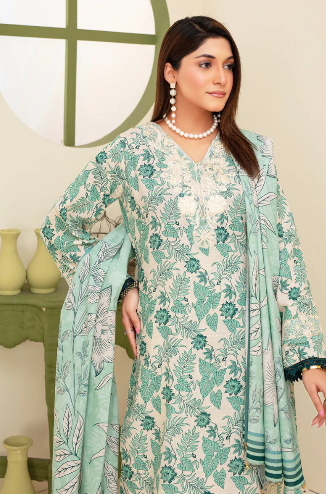 CREATION KHADDAR 3PC WITH KHADDAR PRINTED SHIRT & TROUSER-906
