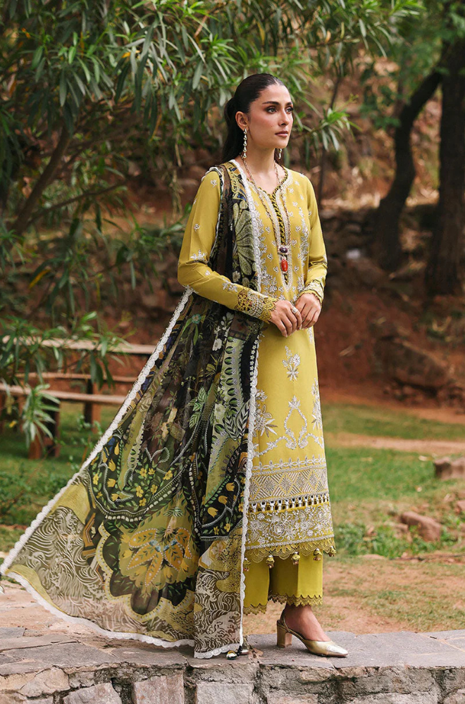 Lawn-3PC Embroidered Shirt with Digital Printed Jacquard Dupatta-1423