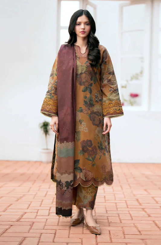 BAROQUE 3PC KARANDI PRINTED SHIRT WITH KARANDI PRINTED DUAPTTA AND TROUSER-813