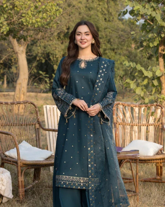 3 Piece Unstiched Embroidery Dhanak MZ93