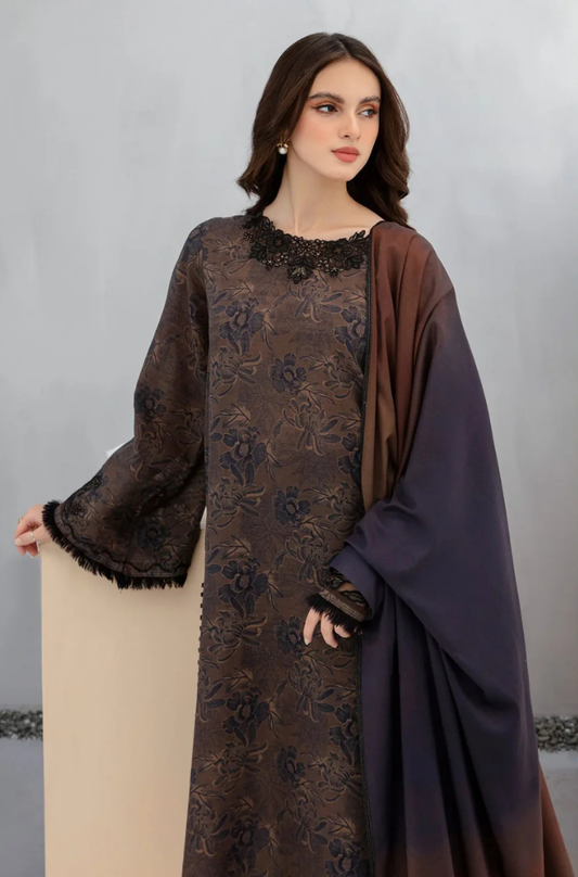 BAROQUE 3PC KARANDI PRINTED SHIRT WITH KARANDI PRINTED DUAPTTA AND TROUSER-804