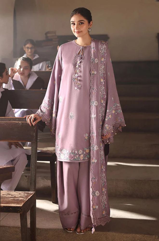 Dhanak-3PC Embroidered Shirt with Chiffon Embroidered Dupatta - 3557