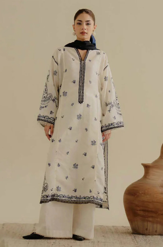 Lawn-3PC Embroidered Shirt with Digital Printed Jacquard Dupatta-1400