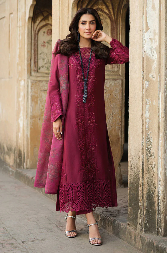 Lawn-3PC Embroidered Shirt with Organza Digital Printed Dupatta-1412