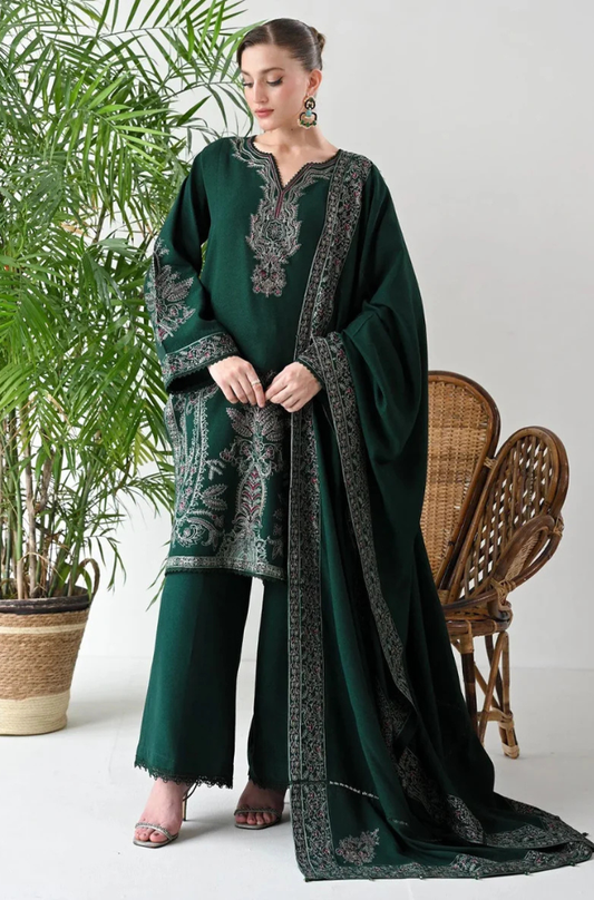 Dhanak 3PC Embroidered Shirt with Dhanak Embroidered Dupatta-3523