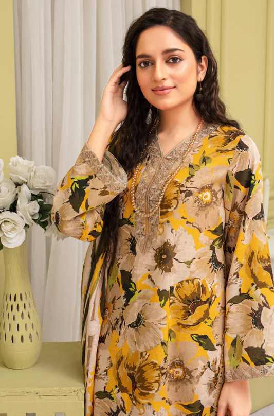 CREATION KHADDAR 3PC WITH KHADDAR PRINTED SHIRT & TROUSER-910