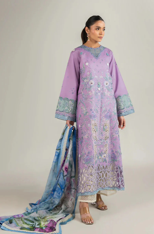 Lawn-3PC Embroidered Shirt with Digital Printed Jacquard Dupatta-1431
