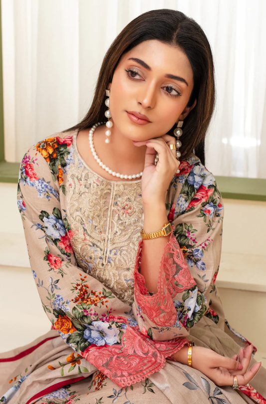 CREATION KHADDAR 3PC WITH KHADDAR PRINTED SHIRT & TROUSER-913