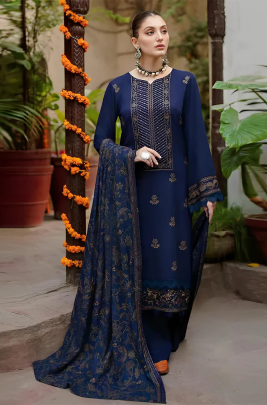 Dhanak 3PC Embroidered With Embroidered Shawl-1263