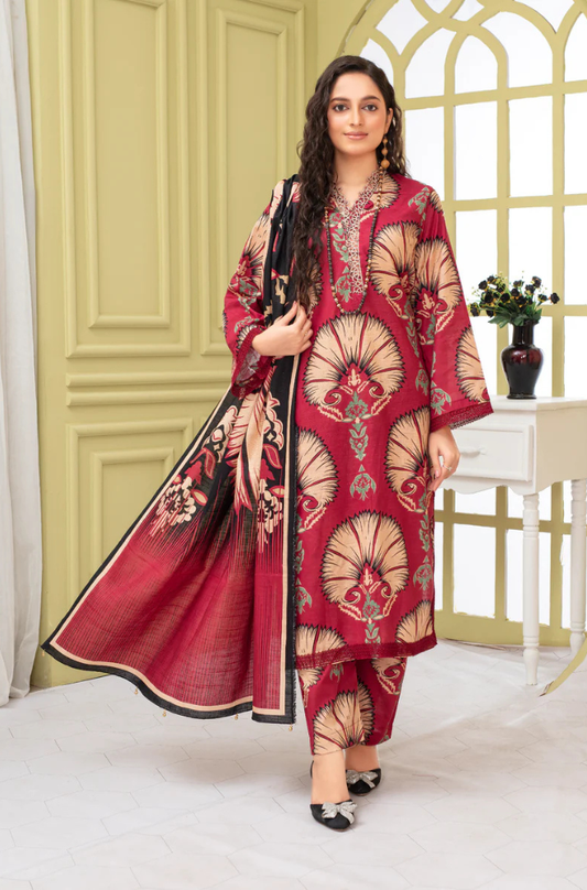 CREATION KHADDAR 3PC WITH KHADDAR PRINTED SHIRT & TROUSER-920