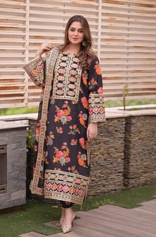Silk 3PC Digital Printed- 1714