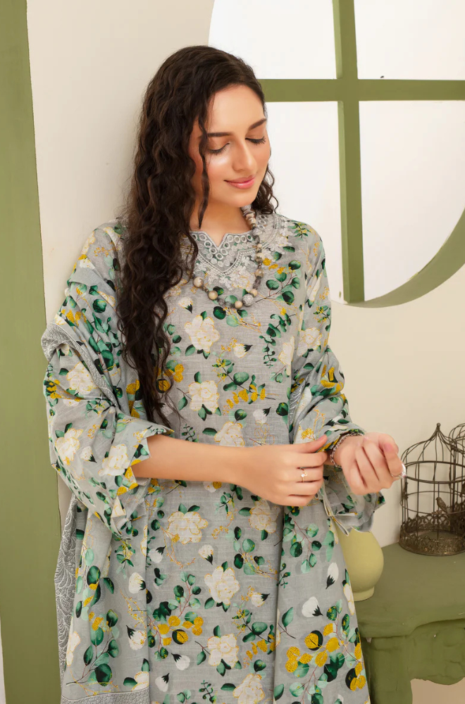 CREATION KHADDAR 3PC WITH KHADDAR PRINTED SHIRT & TROUSER-915