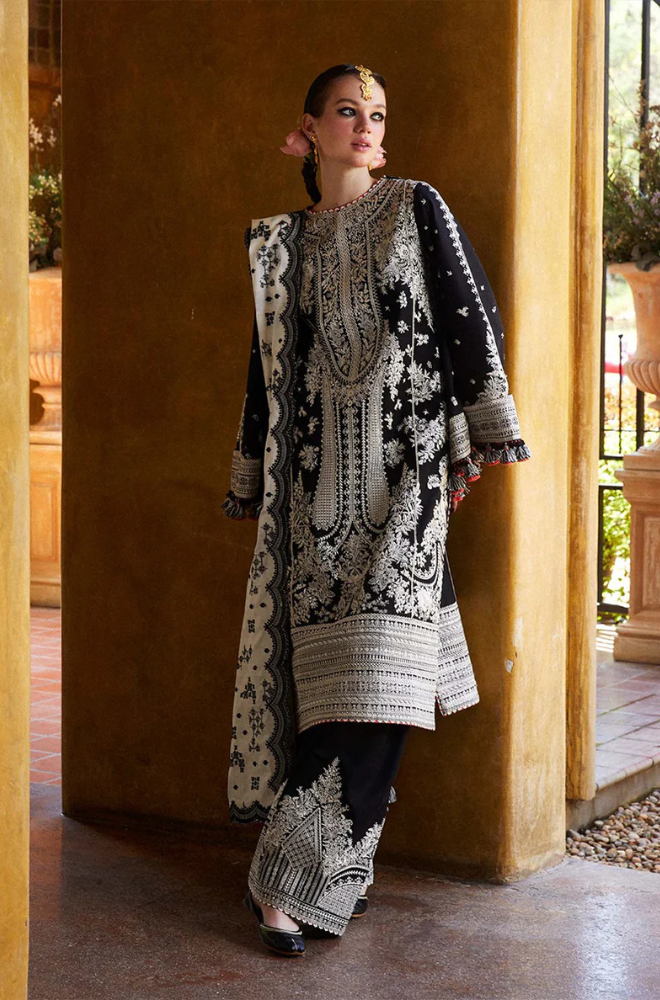 Lawn-3PC Embroidered Shirt with Organza Embroidered Dupatta-1372