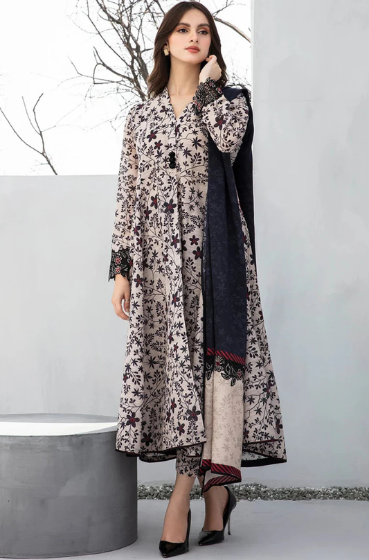BAROQUE 3PC KARANDI PRINTED SHIRT WITH KARANDI PRINTED DUAPTTA AND TROUSER-802