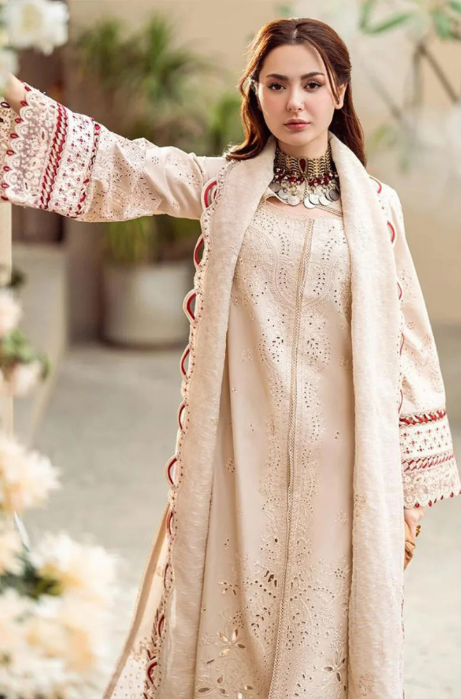 Lawn-3PC Embroidered Shirt with Organza Embroidered Dupatta-1357