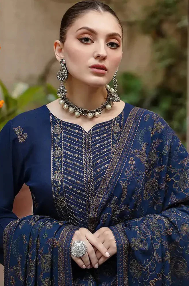 Dhanak 3PC Embroidered With Embroidered Shawl-1263