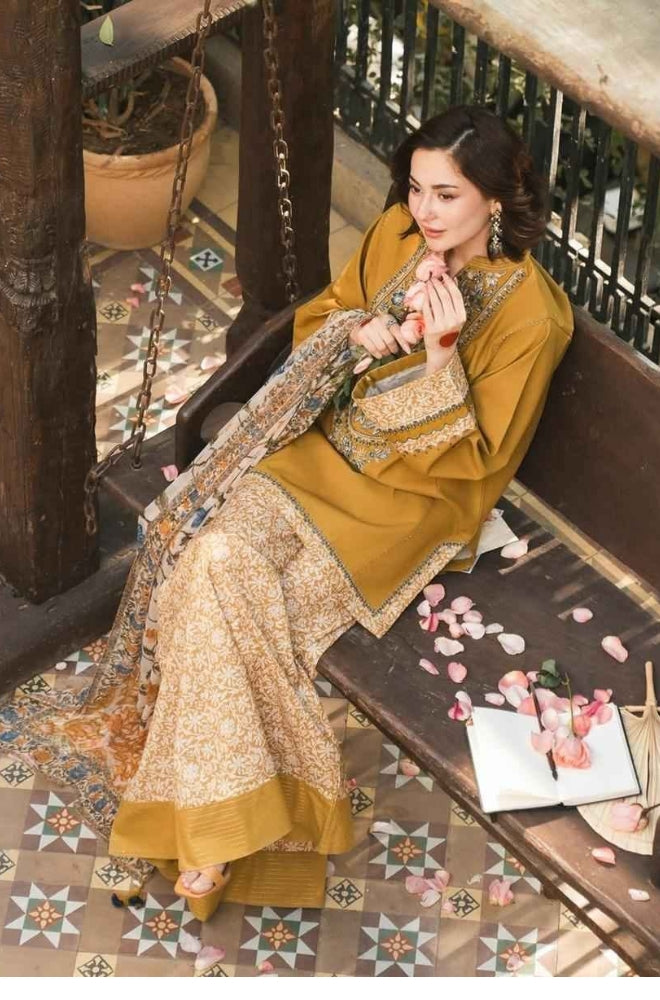 3 Piece Unstiched Embroidery Dhanak mz899