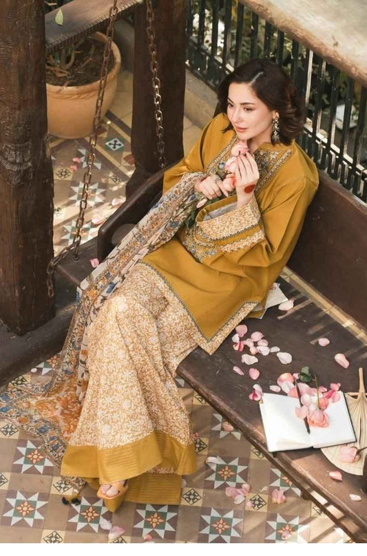 3 Piece Unstiched Embroidery Dhanak mz899