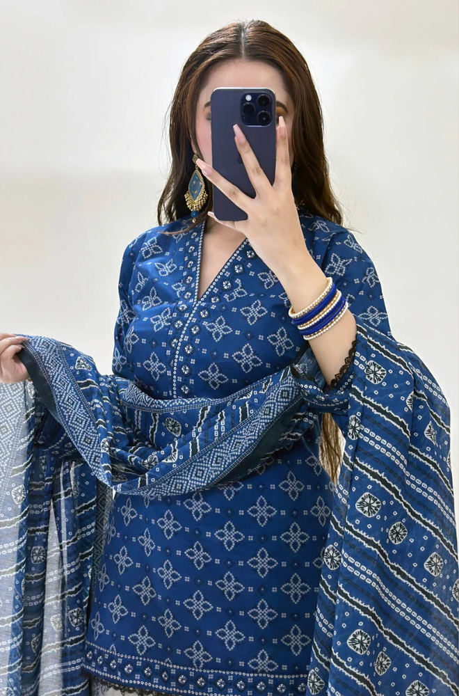 KHADDAR-3PC WITH KHADDAR PRINTED SHIRT & TROUSER-932