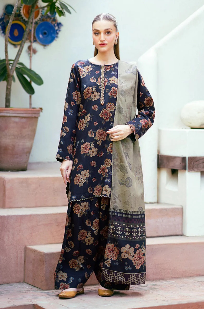 BAROQUE 3PC KARANDI PRINTED SHIRT WITH KARANDI PRINTED DUAPTTA AND TROUSER-837