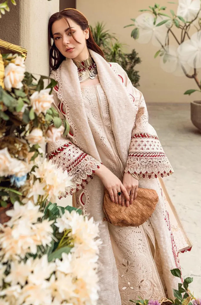 Lawn-3PC Embroidered Shirt with Organza Embroidered Dupatta-1357