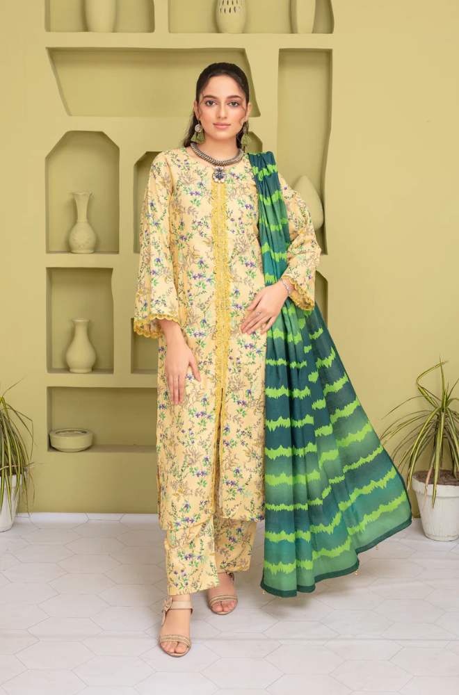 CREATION KHADDAR 3PC WITH KHADDAR PRINTED SHIRT & TROUSER-901