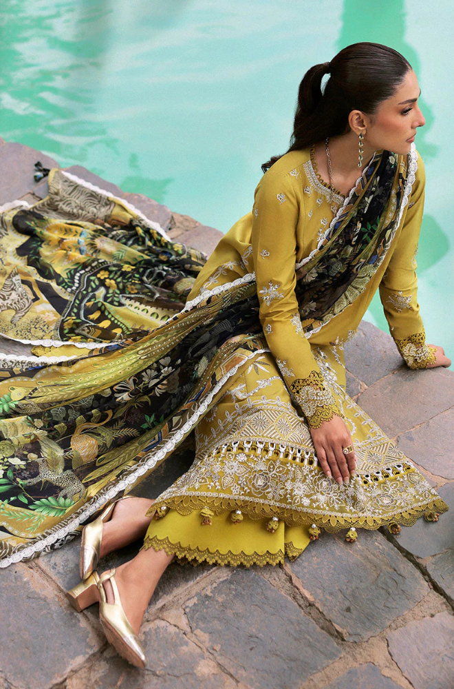 Lawn-3PC Embroidered Shirt with Digital Printed Jacquard Dupatta-1423