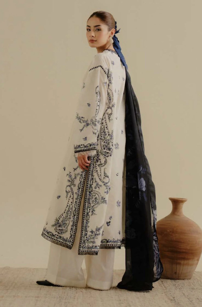 Lawn-3PC Embroidered Shirt with Digital Printed Jacquard Dupatta-1400