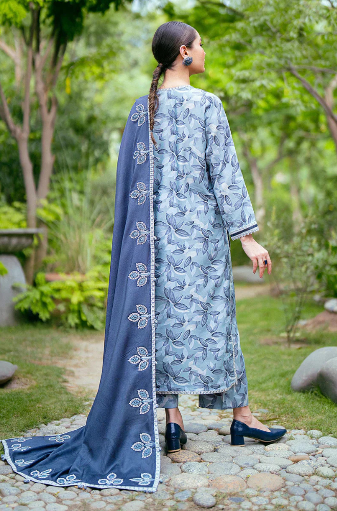 3PC-Printed Lawn Zarri Shirt With Voile Printed Dupatta-1527